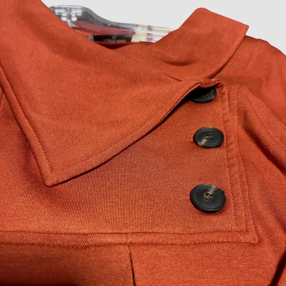 Fall Orange Sweater Tunic Top Womens XL Rust Orange‎ Long Sleeve Button Up  Soft